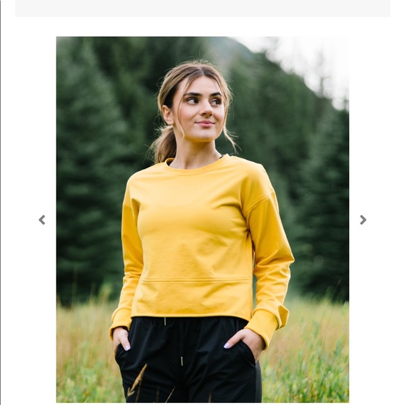 ZYIA Tops - Mustard Cutoff Crewneck Sweatshirt New With Tag